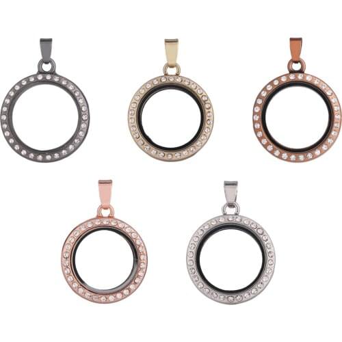 5Pcs/lot L10 25mm Handmade Round Floating Glass Glass Locket Pendant Finding Essential Oil Gift Memory Locket For Women Jewelry