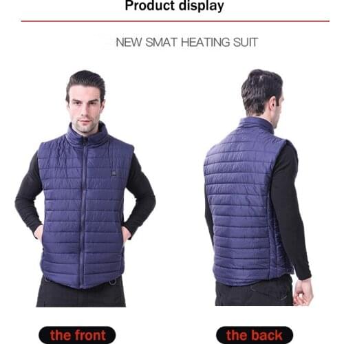 Old People Fashion Winter Mens Heated Jacket Fashion Stand Collar USB Smart Mens Electric Heating Vest Black Boy Size M-5xl