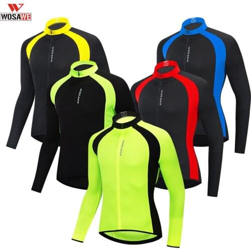 WOSAWE Mens Autumn Winter Cycling Jersey Long Sleeve Sun-protective Road Bike Tops MTB Jersey Bicycle Clothing Hombre Wear
