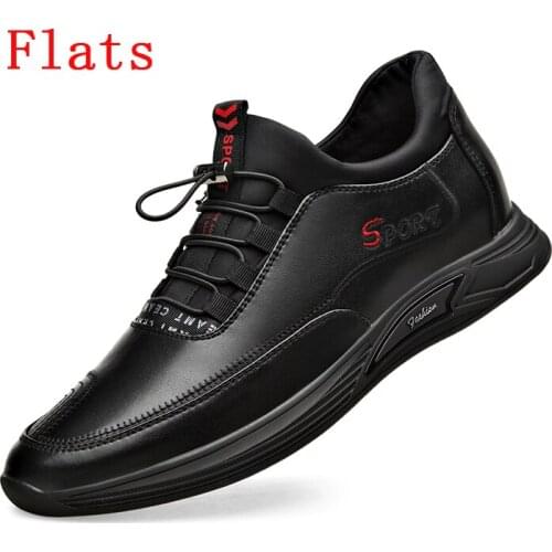 2021 Mens Shoes Cow Leather Shoes Brand 5CM 7CM Increasing British Shoes Autumn Black Man Casual Height Increasing Shoes