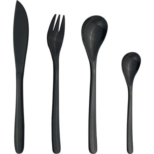 Dinnerware Stainless Steel Set Cutlery Black Spoons Fork Knives Tea Spoons Sliverware Set Flatware Kitchen Party Tableware Set