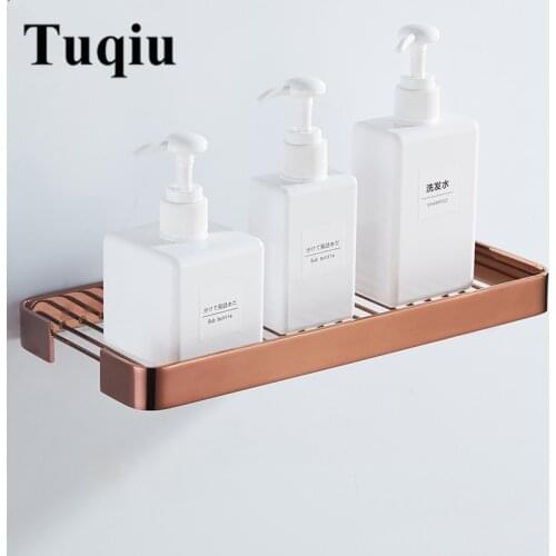 Bathroom Shelves Wall Mounted Bathroom Shower Rack Brass Shower Caddy Rack Shower Storage Rack Bathroom Accessories Rose Gold