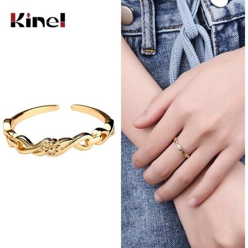 Kinel New Open Adjustable Finger Rings for Women Flower Ring Band 925 Sterling Silver Jewelry Korean