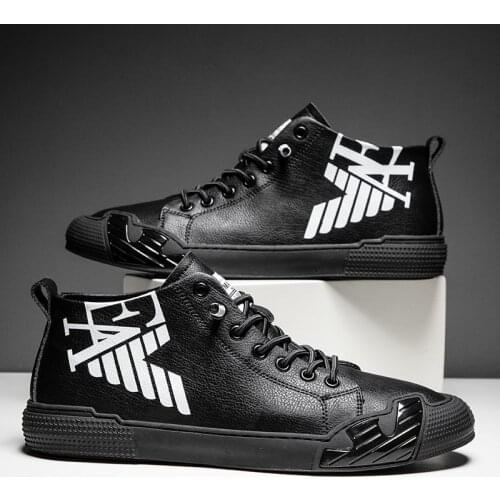 Topvivi Casual Sneakers men shoes leather fashion trending luxury quality brand Black High top Men Sport shoes men original 2021