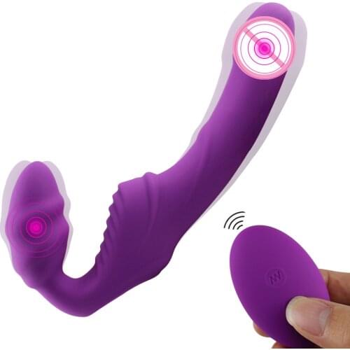 Realistic Dildo Vibrator Massager Strapless Strap on Lesbian Double Head G-Spot Stimulate Clitoris Sex Toy for Couple Dual Motor