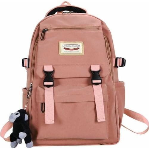 Pink Backpack for Women Nylon School Bag Girls Teen Back Pack Youth Large Capacity Bagpack