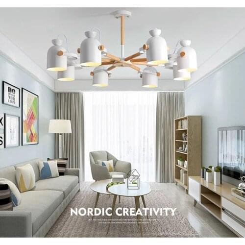 Modern living room dining room bedroom LED ceiling lamp study milk tea cafe macarons wooden chandelier