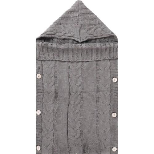 Newborn Baby Kids Sleeping Bag Toddler Solid Color Knitted Buttons Swaddle Wrap Blanket For Autumn Winter