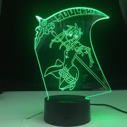 Anime Soul Eater Maka Albarn Figure Kids Led Night Light for Home Decoration Girls Room Bedside Desk 3d Lamp Gift Color Changing