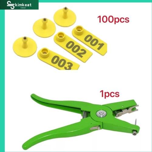 Ear Tag Sheep Marker Applicator 001-100 Ear Tags For Goat Ldentification Kit Ear Tagger With 2 Pcs Pins Ear Tag Pliers