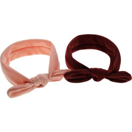 Vintage solid Bow Cotton Headbands Infant Top Knot Turban Hairband Bunny Ears Bows Turban Baby Girl HeadWrap Hair Accessories