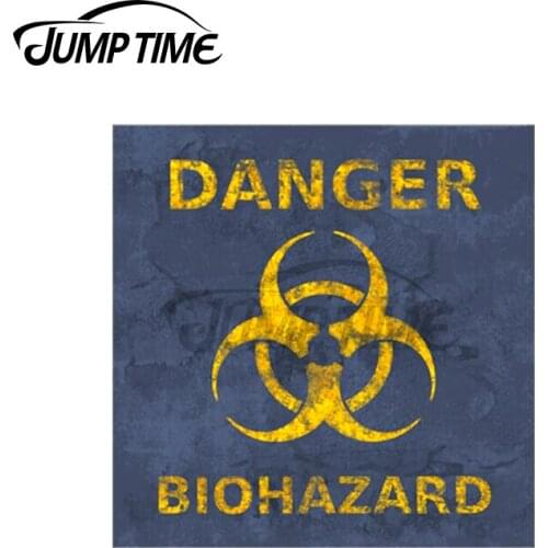Jump Time 13 x 12cm For Distressed Biohazard Warning Sign Car Stickers Decals Vinyl Car Wrap Auto Motor Bumper Car Styling Decor