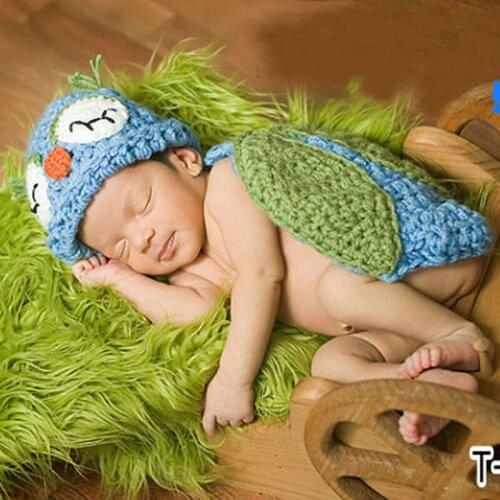Newborn Baby Sleepy Crochet OWL Beanie Hat with Cape Infant Handmade Photography Prop Kitted Costume Set H161