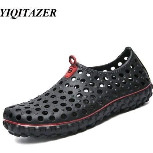 YIQITAZER 2018 New Design Summer Man Shoes Water Beach Flip Flops Men Sandals,Light Soft Hollow Slipony Massage Mens Loafers