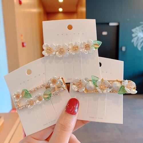 Simple Girl Hair Pins Super Fairy Imitation Pearl Rhinestone Flowers Cute Cute Hair Clips for Women Fashion Hair Accessories