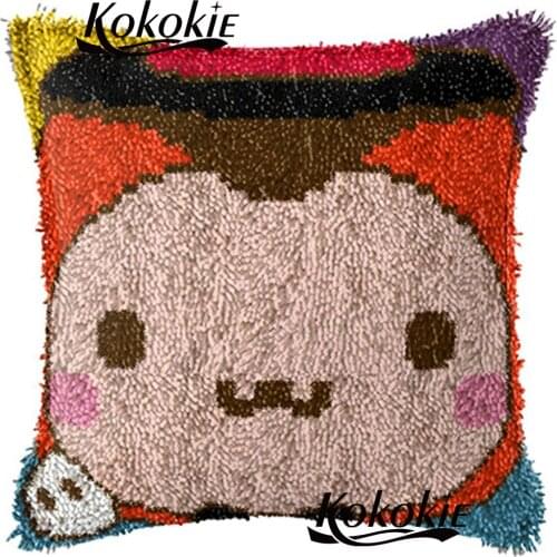 Latch hook rug stitch throw pillow kits Crocheting Rug Kits Yarn cross stitch cartoon cushion embroidery needlework 3d carpet
