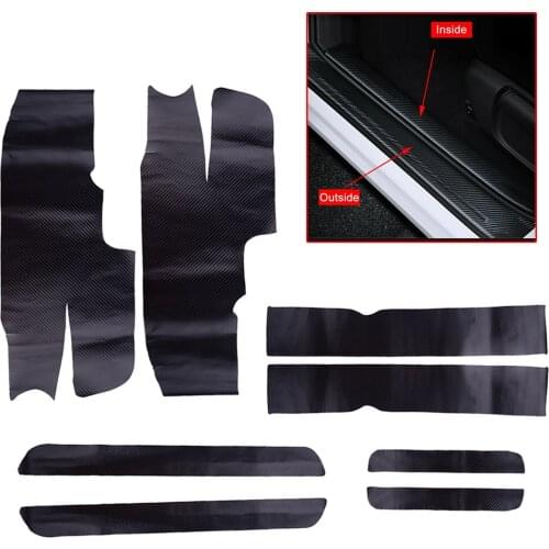 Door Sill Scuff Plate Guard Pedal Protector Cover Trim PU Leather Carbon Fiber Style Fit For Toyota Highlander 2019 2020 2021