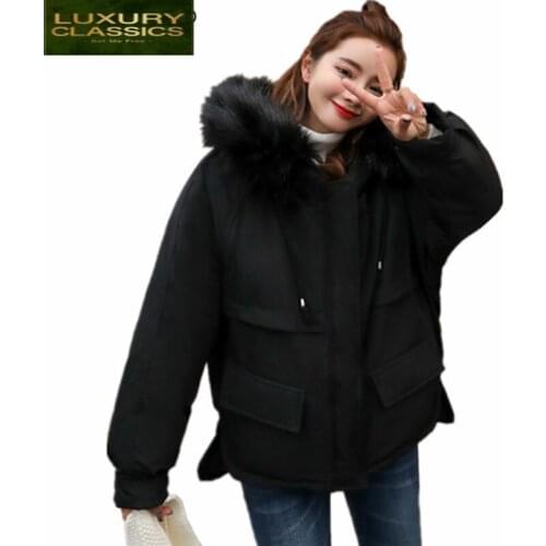 Women Winter 2021 Coat Ladies Thick Warm Parkas Cotton Jacket Short Jackets Female Hooded Fur Parka Chaqueta Mujer LWL618