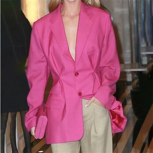 2021 Fashion Business Workwear Dress Casual Rose Red Black Women Coat Long Sleeve V-Neck Elegant Women Suit