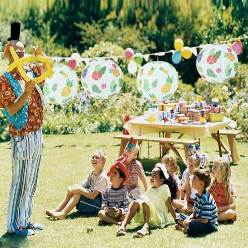 12inch Hawaiian Accordion Paper Lanterns With Palm Tree Leaves For Luau Pool Tropical Summer Wedding Birthday Party