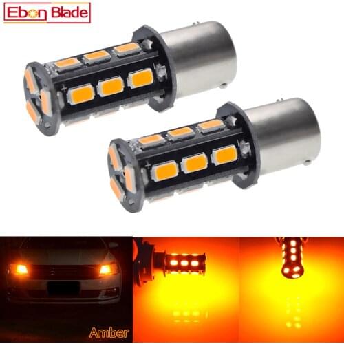 2 x LED Car Lights Bulbs P21W R10W 1156 BA15S S25 1141 5630 18SMD Auto Turn Signal Bulb Tail Light Reverse Lamp Amber Yellow 12V