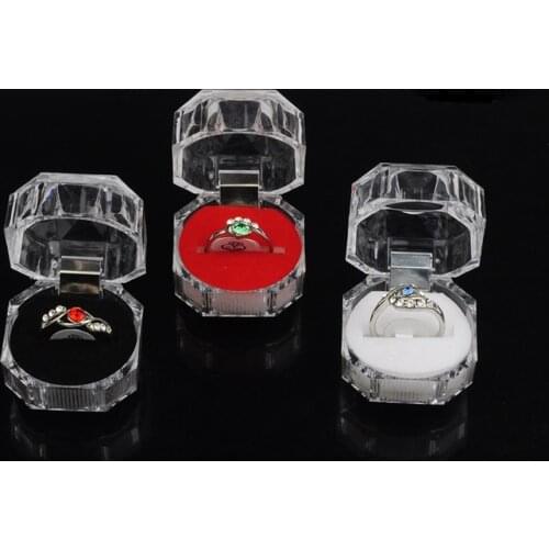20 Pcs Hot Sale Jewelry Packaging Box Ring Earring Cases Acrylic Transparent Wedding Packaging Woman Jewelry Box Cheap Wholesale