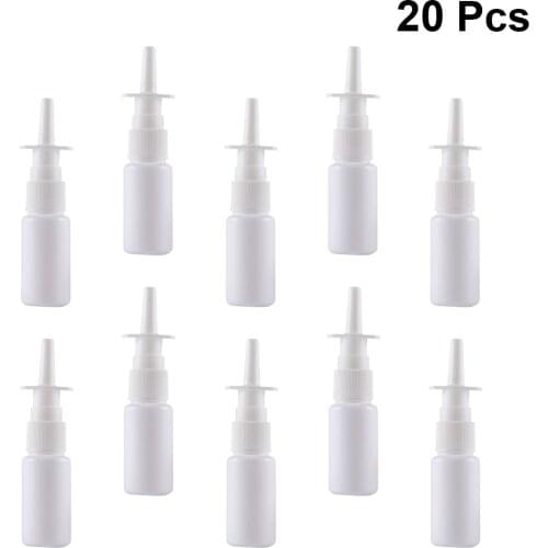 20pcs Direct Injection Bottle Plastic Refillable Bottle Fine Mist Empty Spray Bottles Portable Nasal Sprayer Bottle (10/20/30ML)