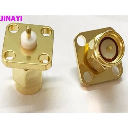 50pcs SMA Male Plug Chassis Panel Mount 4 Hole Panel Flange Solder Adapter