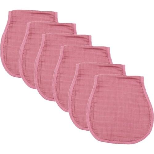 6 Pcs Infants Washcloth Face Towels Baby Muslin Burp Cloth Solid Color Absorbent Saliva Towel 6-Layers Bamboo Fiber Cotton 69HE