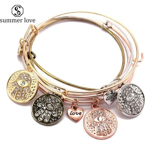 Simple Bangle Starfish Cross Hamsa Wire Charm Bracelet Femme Cuff Bracelets For Women Lovely Gift Famous Brand Jewelry