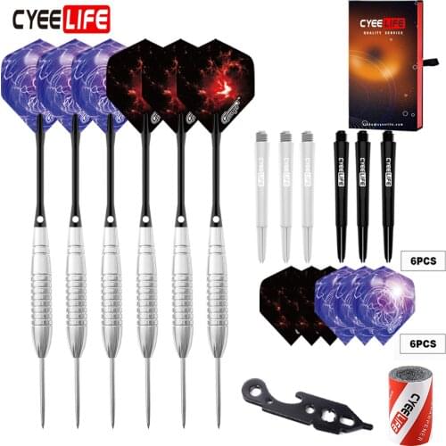 CyeeLife 22g Professional Steel Tips Darts Aluminium Shafts Competition With Case Needle-point Game