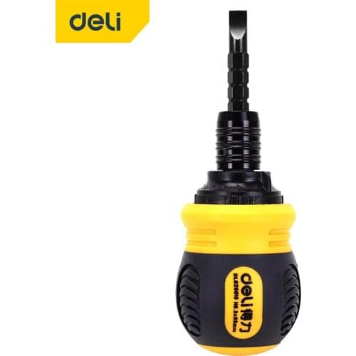 DELI 2 In 1 Ratchet Slotted Phillips Screwdriver Dual Purpose Scalable Labor Saving Screw Drive Repair Manual Tool
