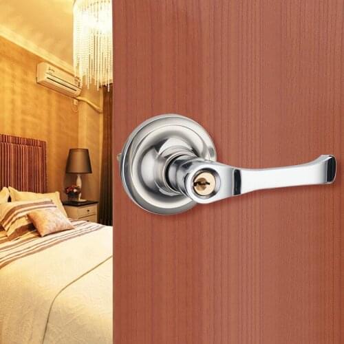 Door Lock Zinc Alloy Bathroom Handle Lock with key Home Interior Door Pull Lock Tubular Leverset Door Lock Single Bolt Handleset