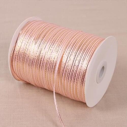 REDJCK 10/20/50/100 Yards 3 mm Width Double Golden Side Satin Ribbon Polyester Sewing Webbing Ribbons DIY Handmade Accessories