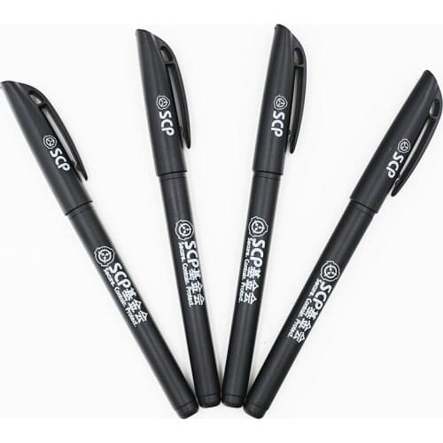 4PCS SCP Secure Contain Protect Special Containment Procedures Gel Pen Cosplay Props Black Pens School Student Stationery Gift
