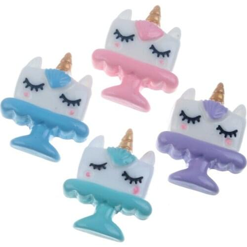 20/10Pcs Resin Unicorn Cabochon Flatback Crafts Embellishments For Fairy Garden Miniatures&Figurines Home Decoration Accessories
