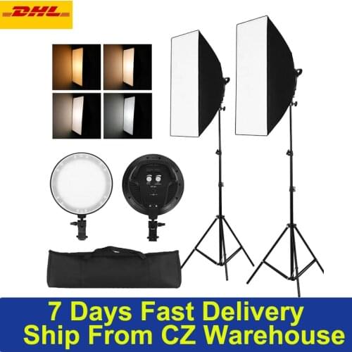Photo Studio Photography LED Light Kit Including 50*70cm Softboxes 45W Bi-color Temperature 3200K-6400K 2M Light Stands/Bag