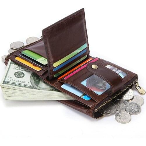 Fashion New Genuine Leather Men Wallet With Coin Pocket Card Holder Top Quality Short Purse Male Small Money Bag Designer Wallet