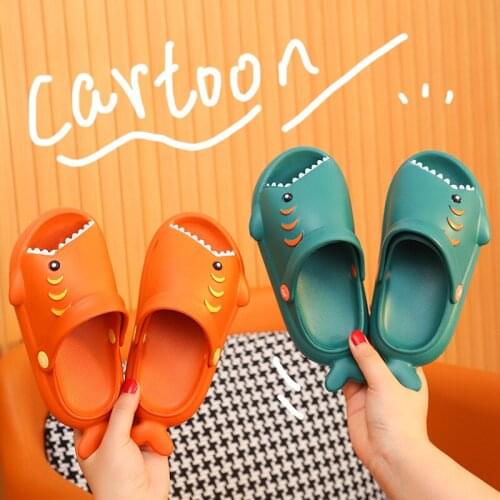Summer Children Slippers Boys Home Sandals Kids Girls Non-slip Infants Baby Indoor Soft Bottom Cartoon Shark Cute Beach Sandals