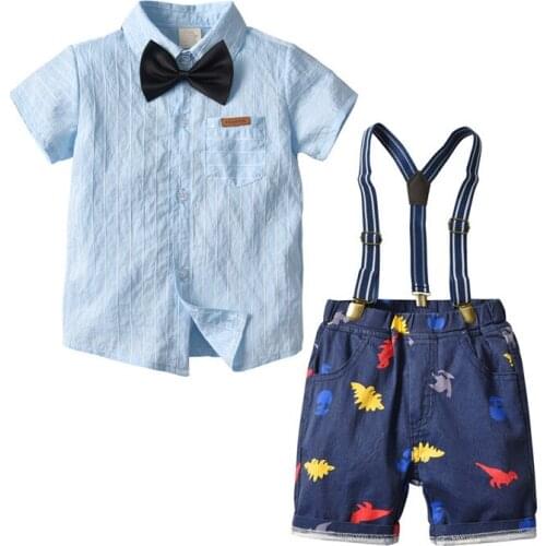 Summer Baby Boy Clothing Set Suit For A Boy Shirt + Overall 2pcs Outfits Sets 2019 Fashion Casual Children Costume Kids Clothes