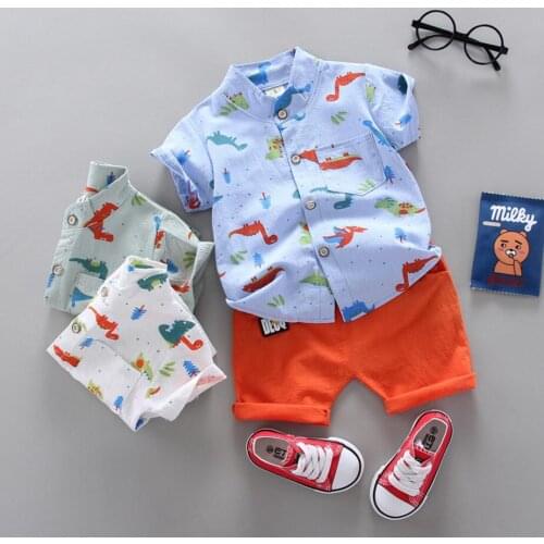 Summer Lnfant Baby Boy Clothing Sets Printing Dinosaur With Short Sleeves Shirt + Pants Suit For Baby Boys Outfits Clothes