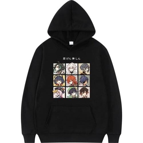 Kawaii Anime Genshin Impact Hoodies Fashion Unisex Sweatshirts Oversize Tops Funny Cartoon Spring Autumn Long Sleeves Pullovers