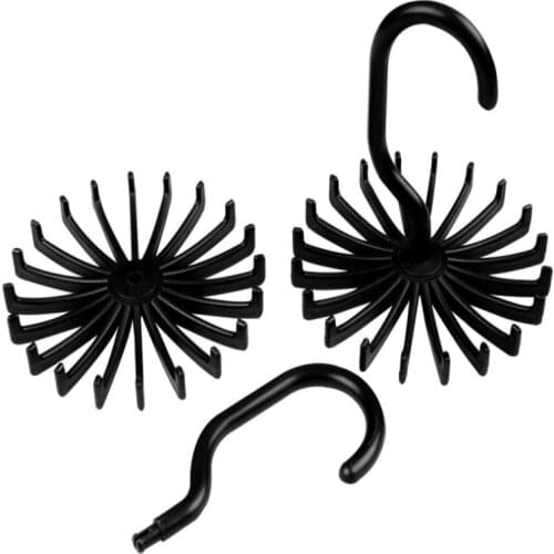 100pcs Multi-function 360 Degree Tie Rack Rotatable Tie Hanger Holds 20 Men Neck Ties Scarf Belt Jewelry Cap Storage Organizer