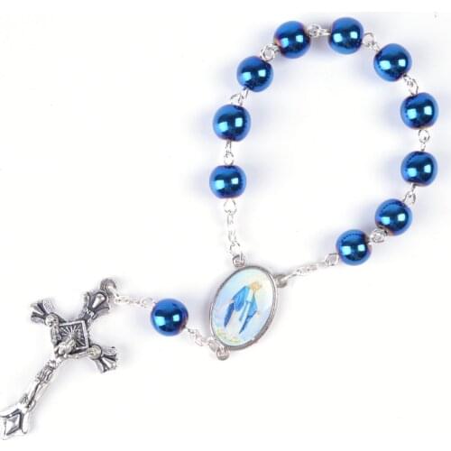 Fashionable Religious Round Green Hematite Beads Virgin Mary Decade Rosary