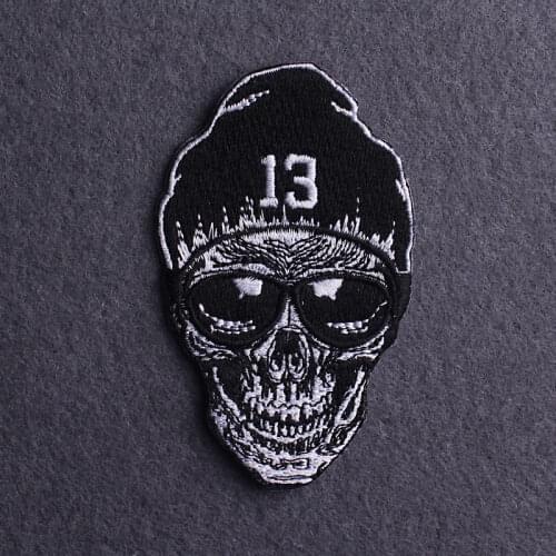 Zombie Punk/Skeleton Patch Iron On Patches On Clothes Stripe Sticker Skull Embroidered Patches For Clothing Stickers Applique