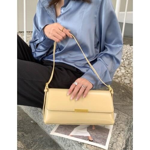 2021 New Handle Bag Women Retro Underarm Bag High Quality Leather Shoulder Bag Exquisite Female Baguette Bag