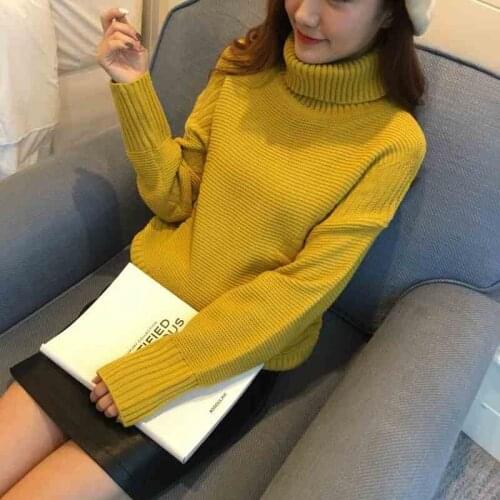 2019 New Autumn Winter Warm Turtleneck Sweater Women Tricot Jumper Women Sweaters And Pullovers Casual Loose Female Knitted Tops