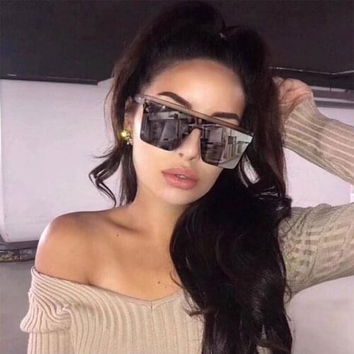 New Fashion Large Frame Sunglasses Half Box M Nail Bright Black Personality Europe And United States Square Oceanic Piece