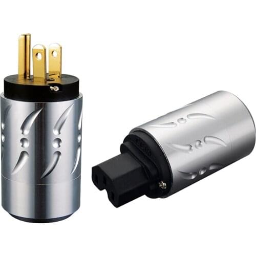 One pair Viborg VM502G+VF502G US power plug pure copper Gold plated AC power plug with IEC plug