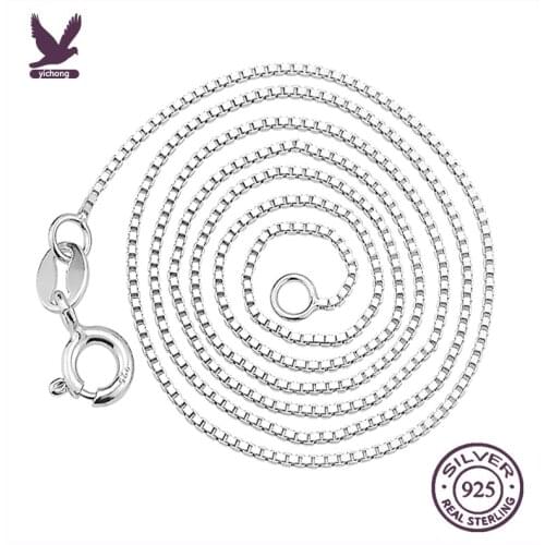 YiChong Real 925 Sterling Silver Necklaces Slim Thin Snake Chains Necklace Women Body Box Chain For Child Girl MN001